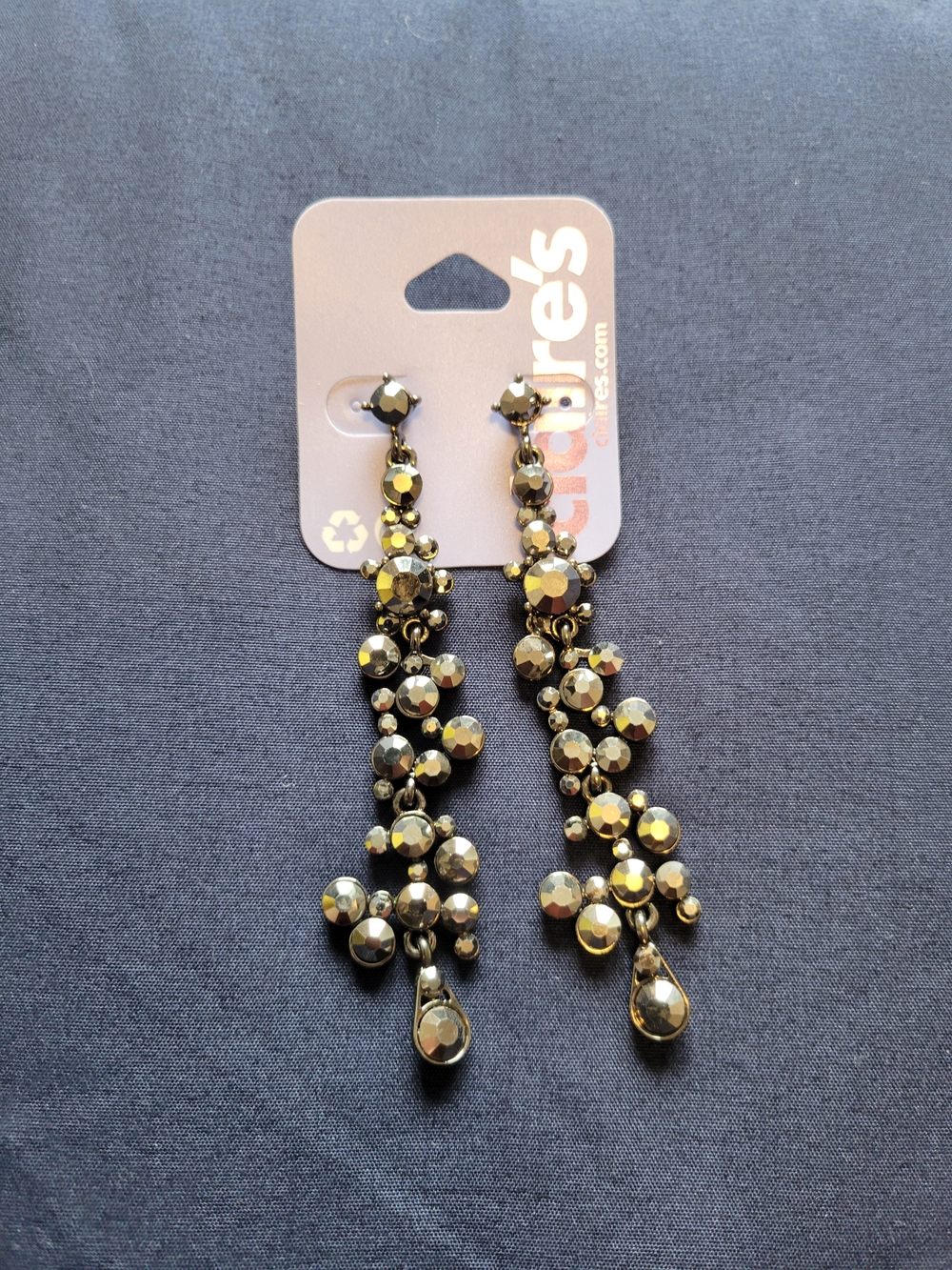 Claire's Gold Dangle Crystal Cluster Earrings